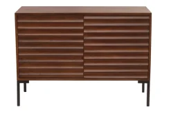 Miliboo Sideboard aus dunklem, massivem Mangoholz und schwarzem Metall 2 Türen B100 cm ONDA* Sideboards