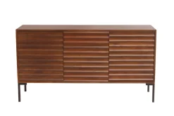 Miliboo Sideboard aus dunklem, massivem Mangoholz und schwarzem Metall 3 Türen B140 cm ONDA* Sideboards