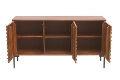 Miliboo Sideboard aus dunklem, massivem Mangoholz und schwarzem Metall 3 Türen B140 cm ONDA* Sideboards