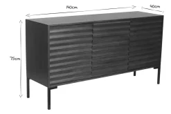 Miliboo Sideboard aus dunklem, massivem Mangoholz und schwarzem Metall 3 Türen B140 cm ONDA* Sideboards