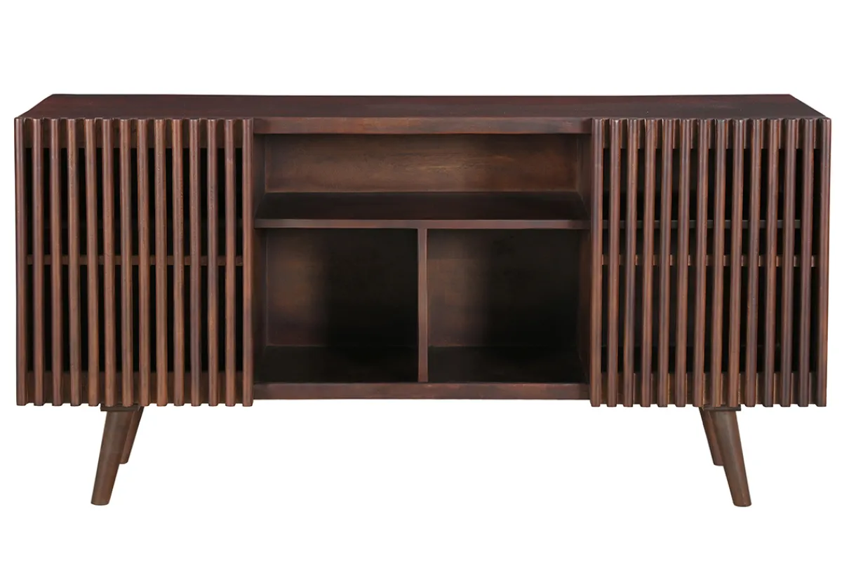 Miliboo Sideboard aus dunklem, massivem Mangoholz mit 2 Schiebetüren B140 cm ALBA* Sideboards