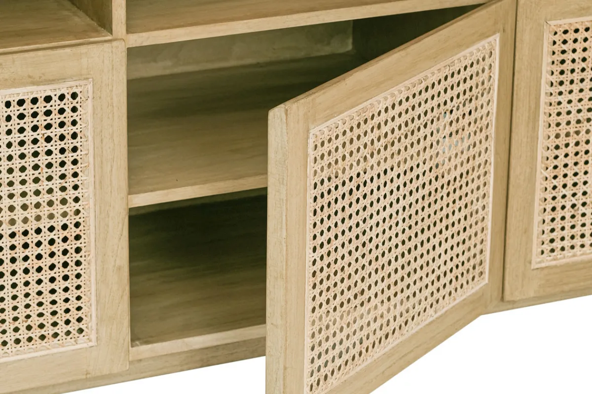 Miliboo Sideboard aus hellem Holz und Rattangeflecht L160 cm GALINA* Sideboards