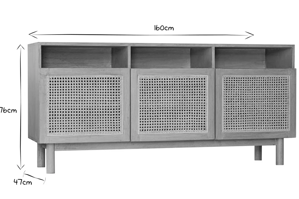 Miliboo Sideboard aus hellem Holz und Rattangeflecht L160 cm GALINA* Sideboards