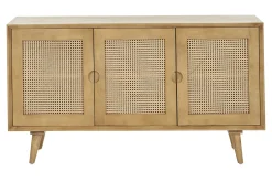 Miliboo Sideboard aus Mangoholz und Rattangeflecht 3 Türen B145 cm LAKA* Sideboards