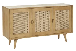Miliboo Sideboard aus Mangoholz und Rattangeflecht 3 Türen B145 cm LAKA* Sideboards