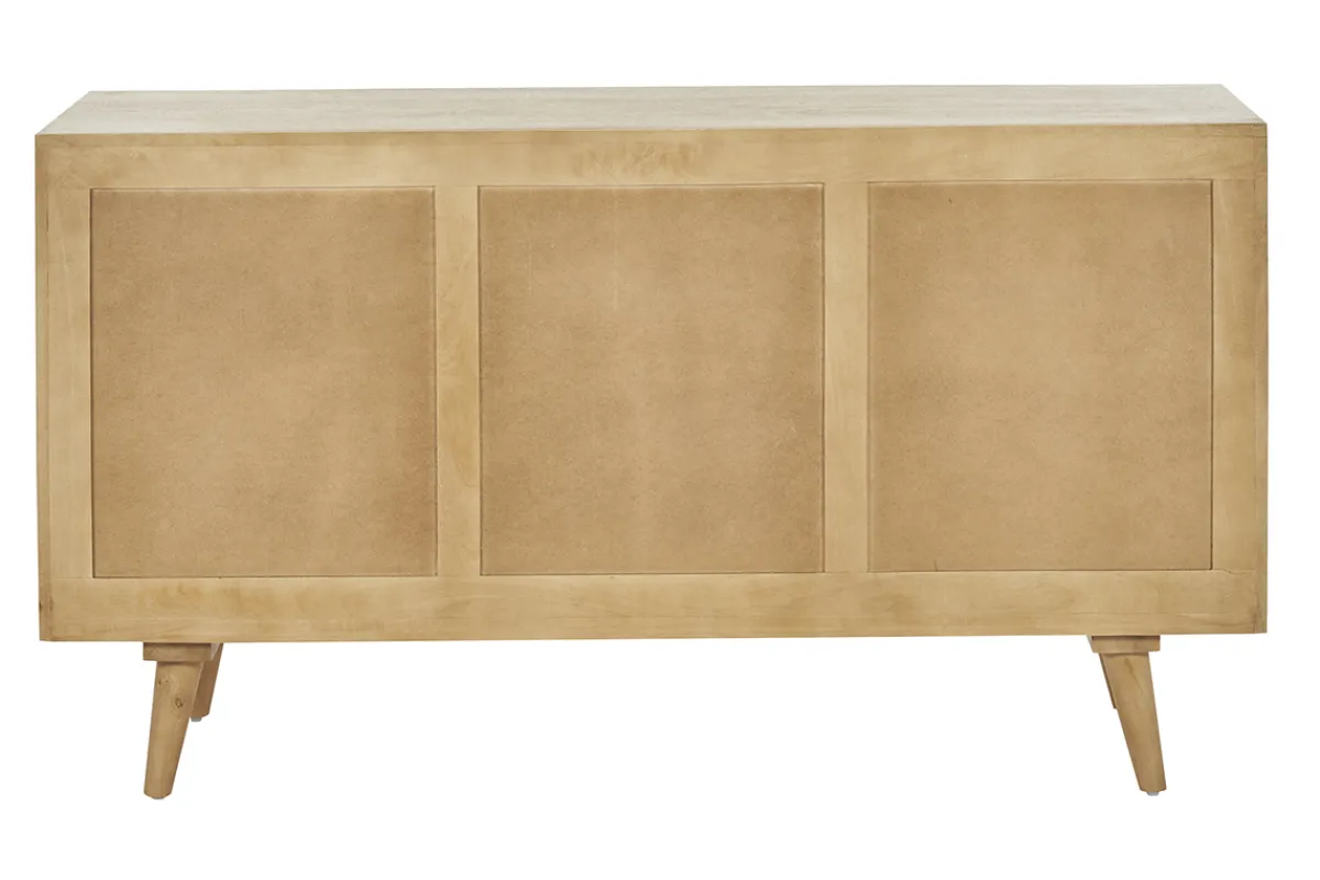 Miliboo Sideboard aus Mangoholz und Rattangeflecht 3 Türen B145 cm LAKA* Sideboards