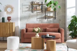 Miliboo Sideboard aus massivem Mangoholz mit Relief und schwarzem Metall 2-türig B70 cm AGRA* Sideboards