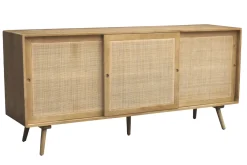 Miliboo Sideboard aus massivem Mangoholz und Rattangeflecht 3 Schiebetüren B180 cm ACANGE* Sideboards