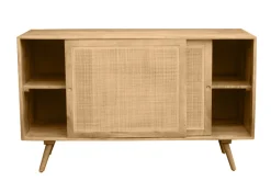 Miliboo Sideboard aus massivem Mangoholz und Rattangeflecht 2 Schiebetüren B135 cm ACANGE* Sideboards
