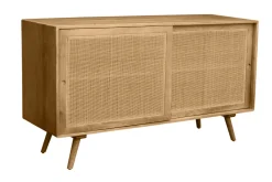 Miliboo Sideboard aus massivem Mangoholz und Rattangeflecht 2 Schiebetüren B135 cm ACANGE* Sideboards