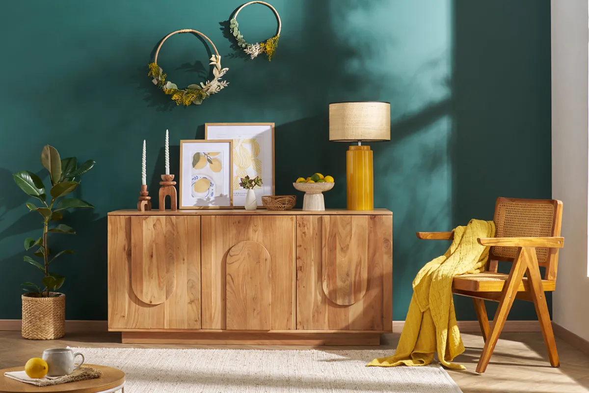 Miliboo Sideboard aus Massivholz mit Relief 3 Türen B160 cm ARK* Sideboards