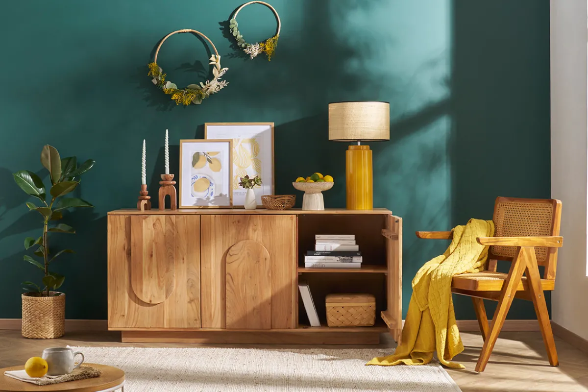 Miliboo Sideboard aus Massivholz mit Relief 3 Türen B160 cm ARK* Sideboards