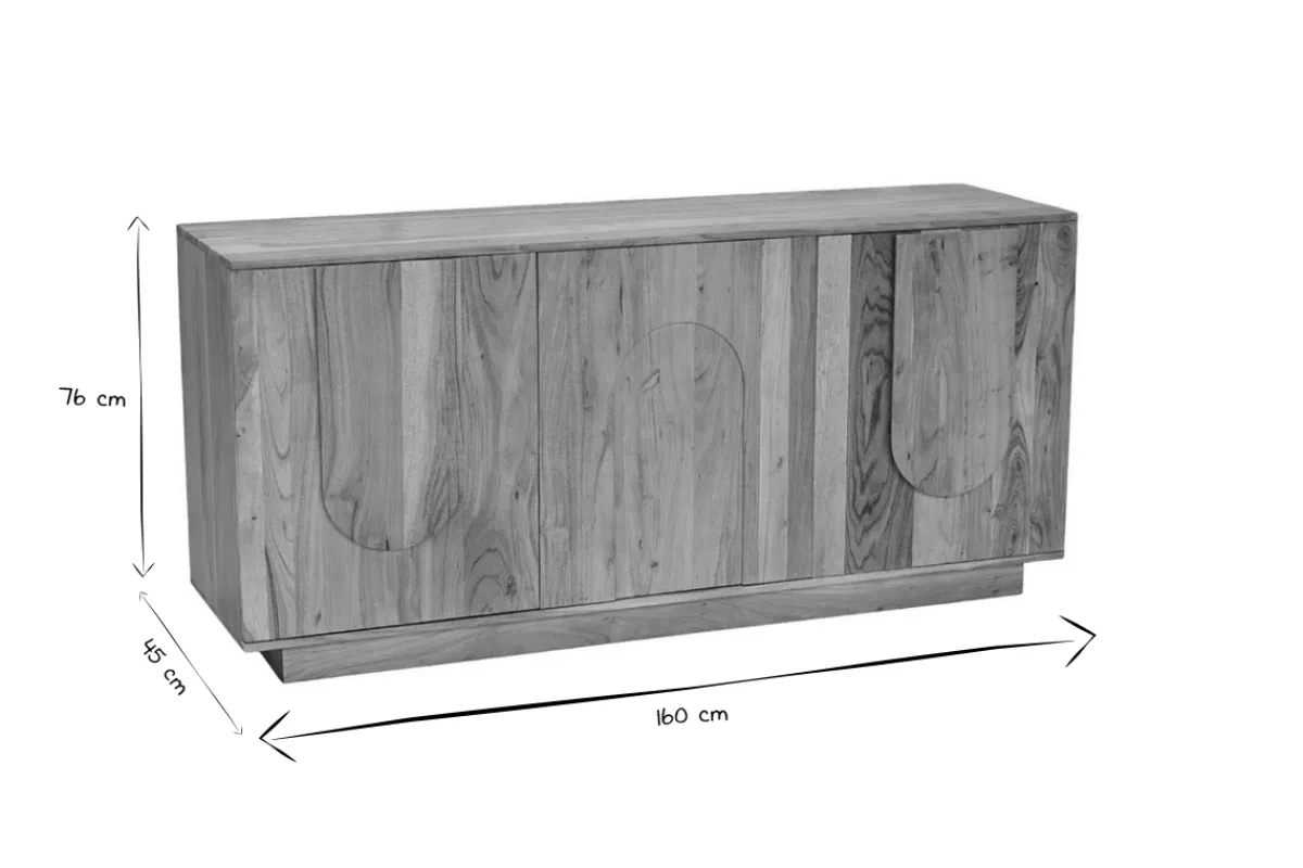 Miliboo Sideboard aus Massivholz mit Relief 3 Türen B160 cm ARK* Sideboards