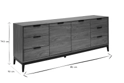 Miliboo Sideboard im Vintage-Stil aus dunklem Walnussfurnier und schwarzem Metall mit Stauraum B180 cm SARTO* Sideboards