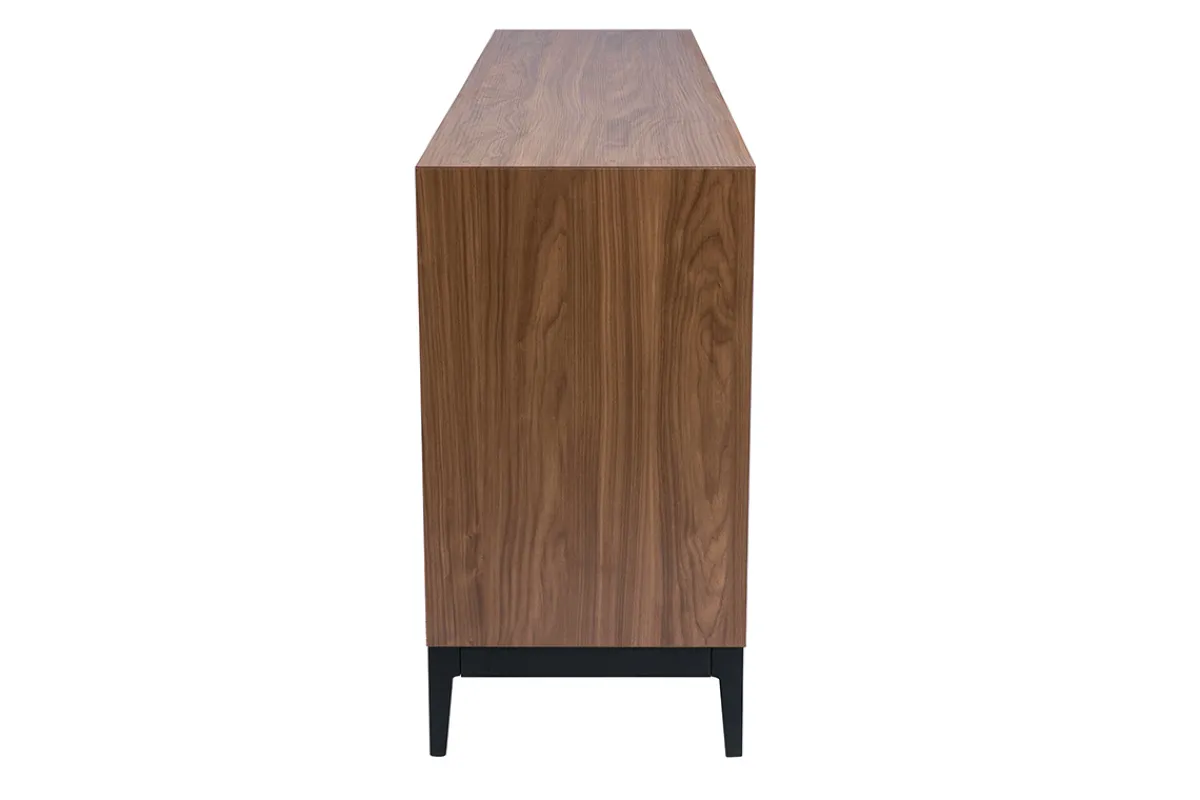 Miliboo Sideboard im Vintage-Stil aus dunklem Walnussfurnier und schwarzem Metall mit Stauraum B180 cm SARTO* Sideboards