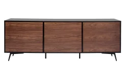 Miliboo Sideboard mattschwarz Walnussfurnier 3 Türen B200 cm MERMOZ* Sideboards