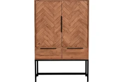 Miliboo Sideboard mit Fischgrätenmuster aus Massivholz und schwarzem Metall 2 Türen 2 Schubladen STICK* Sideboards