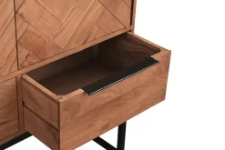 Miliboo Sideboard mit Fischgrätenmuster aus Massivholz und schwarzem Metall 2 Türen 2 Schubladen STICK* Sideboards