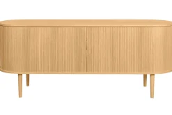 Miliboo Sideboard mit Schiebetüren aus Eichenfurnier und massiver Eiche B 160 cm EPIC* Sideboards