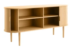 Miliboo Sideboard mit Schiebetüren aus Eichenfurnier und massiver Eiche B 160 cm EPIC* Sideboards