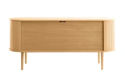 Miliboo Sideboard mit Schiebetüren aus Eichenfurnier und massiver Eiche B 160 cm EPIC* Sideboards