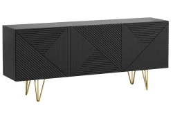 Miliboo Sideboard schwarz und goldfarben 3-türig L160 cm OZEN* Sideboards