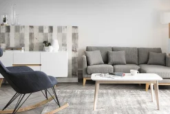 Miliboo Sideboard Skandinavienstil Weiß glänzend und Esche 160 cm MELKA* Sideboards