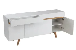 Miliboo Sideboard Skandinavienstil Weiß glänzend und Esche 180 cm MELKA* Sideboards
