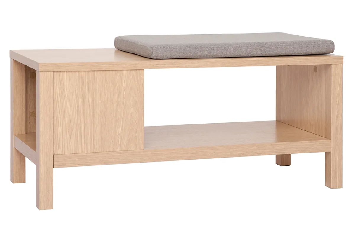 Miliboo Sitzbank in Eiche mit Kissen und offener Nische B100 cm GUMBY* Holzstühle|Bänke
