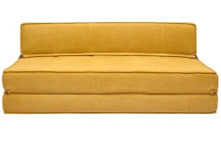 Miliboo 2-Sitzer Schlafsofa in senfgelbem Stoff mit Samteffekt KATY* Schlafsessel