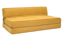 Miliboo 2-Sitzer Schlafsofa in senfgelbem Stoff mit Samteffekt KATY* Schlafsessel