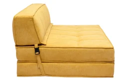 Miliboo 2-Sitzer Schlafsofa in senfgelbem Stoff mit Samteffekt KATY* Schlafsessel