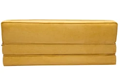 Miliboo 2-Sitzer Schlafsofa in senfgelbem Stoff mit Samteffekt KATY* Schlafsessel