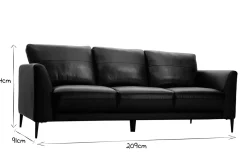 Miliboo 3-Sitzer schwarzes Ledersofa JOPLIN - Büffelleder* Ledersofas
