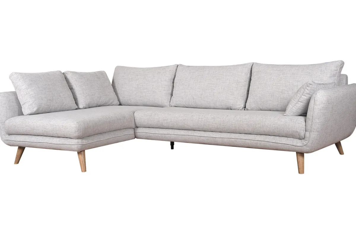 Miliboo 5-Sitzer skandinavisches Ecksofa hellgrau marmoriert CREEP* Ecksofas