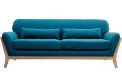 Miliboo 3-Sitzer Sofa mit Holzfüßen in Entenblau skandinavisches Design YOKO* Design-sofas
