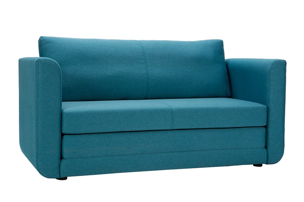 Miliboo 2-Sitzer-Schlafsofa in entemblauem Stoff LEON* Schlafsofas