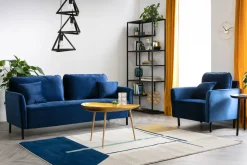Miliboo 3-Sitzer-Sofa aus blauem Samt BEKA* Design-sofas
