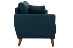 Miliboo 3-Sitzer-Sofa mit dunkelblauem Stoff und dunklem Holz MUNIK* Design-sofas