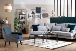 Miliboo 5-sitziges Ecksofa in grau meliert PUCHKINE* Ecksofas