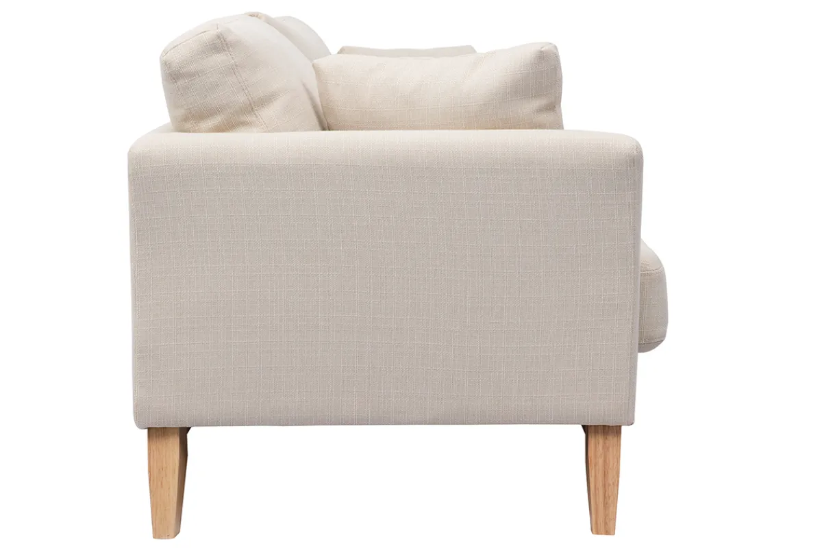 Miliboo 3-sitziges skandinavisches Sofa mit beigem abnehmbarem Bezug und Holzfüßen OSLO* Design-sofas