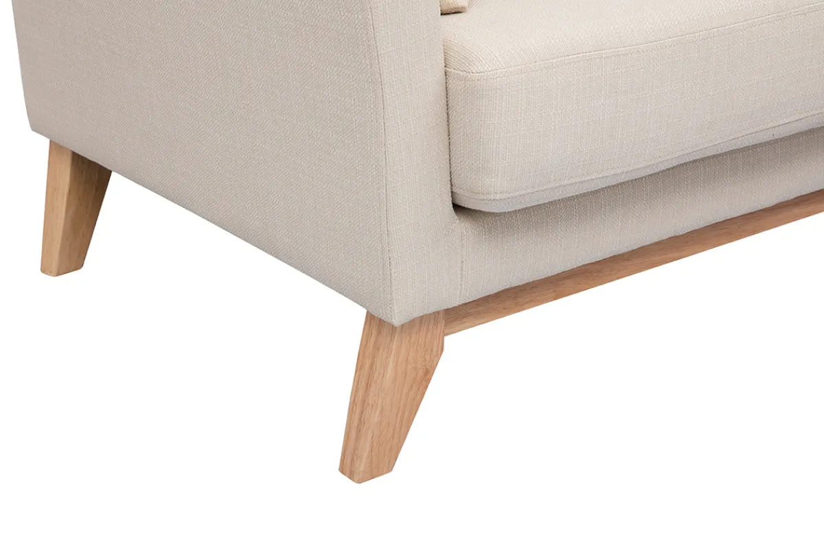 Miliboo 3-sitziges skandinavisches Sofa mit beigem abnehmbarem Bezug und Holzfüßen OSLO* Design-sofas