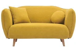 Miliboo Skandinavisch inspiriertes Sofa aus senfgelbem Stoff mit Samt-Effekt Zwei-Sitzer FOLK* Design-sofas