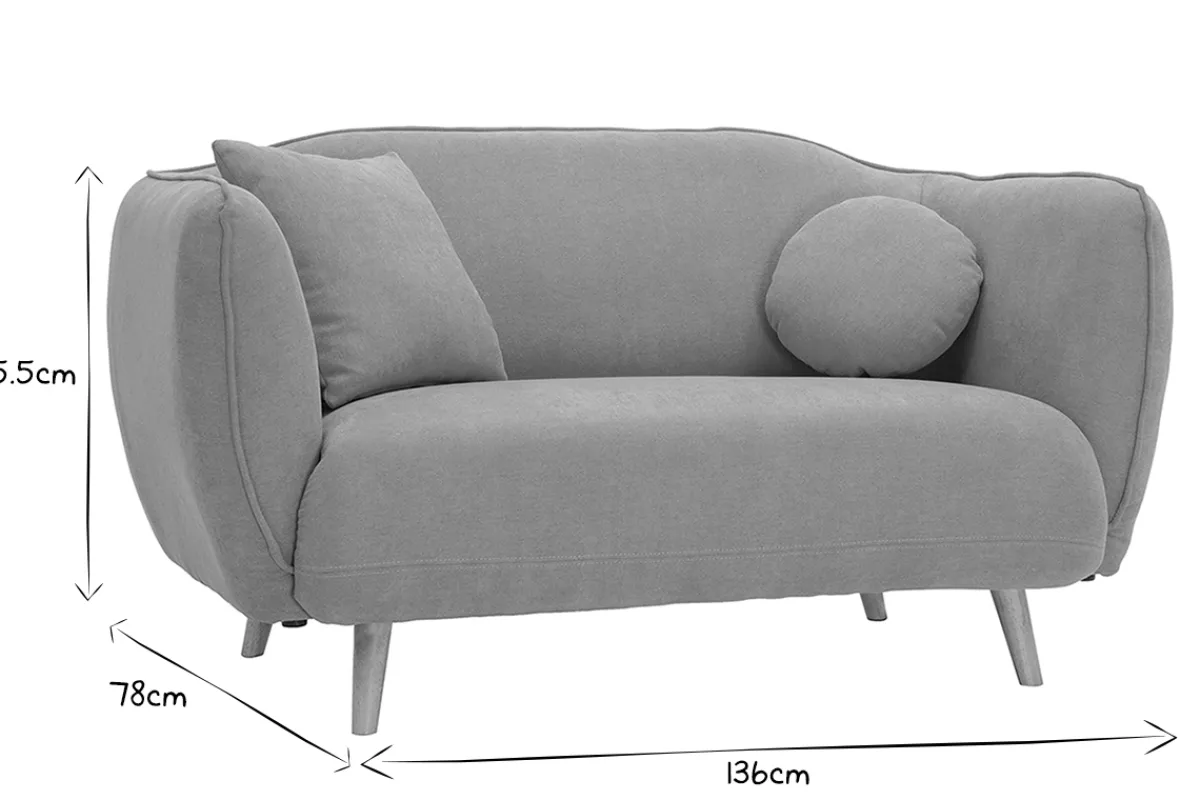 Miliboo Skandinavisch inspiriertes Sofa aus senfgelbem Stoff mit Samt-Effekt Zwei-Sitzer FOLK* Design-sofas