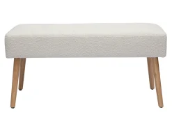 Miliboo Skandinavische Bank aus weißem Stoff mit Bouclé-Wolleffekt und hellem Holz B96 cm GUESTA* Bänke