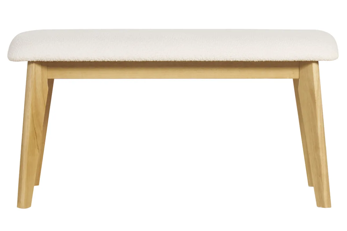 Miliboo Skandinavische Bank aus weißem Stoff mit Bouclé-Wolleffekt und hellem Holz B92 cm ELION* Bänke