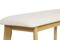 Miliboo Skandinavische Bank aus weißem Stoff mit Bouclé-Wolleffekt und hellem Holz B92 cm ELION* Bänke