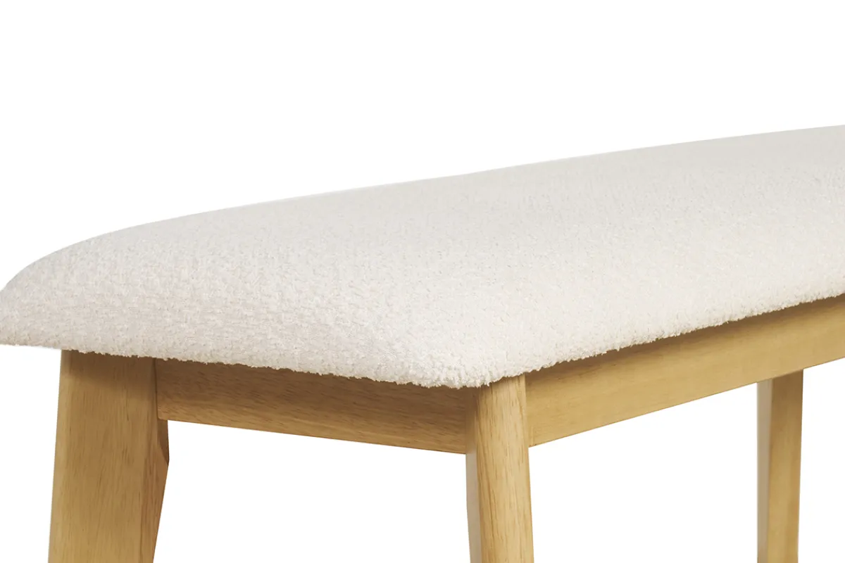 Miliboo Skandinavische Bank aus weißem Stoff mit Bouclé-Wolleffekt und hellem Holz B92 cm ELION* Bänke
