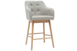Miliboo Skandinavische Barhocker aus hellgrauem Stoff und Holz H65 cm (2er-Satz) BALTIK* Barhocker