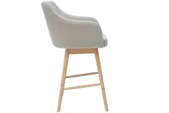 Miliboo Skandinavische Barhocker aus hellgrauem Stoff und Holz H65 cm (2er-Satz) BALTIK* Barhocker